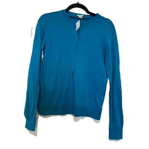 J Crew sz S teal 100% cotton button down cardigan sweater new with tags #1778